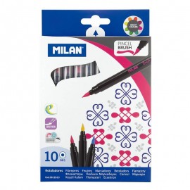 Milan Pack De 10 Rotuladores Con Punta De Pincel - Trazo De 0.5 A 4mm - ...