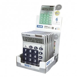 Milan Expositor De 6 Calculadoras 10 Digitos Silver - Calculadora De Sob...