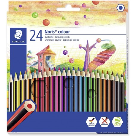 Staedtler Noris Colour 185 Pack De 24 Lapices Hexagonales De Colores - F...
