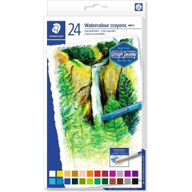 Staedtler Crayones Acuarelables 223 Pack De 24 Lapices De Cera - Facil D...