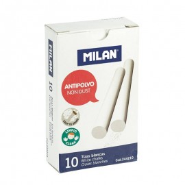 Milan Pack De 10 Tizas De Carbonato De Calcio - Redondas - Antipolvo - N...