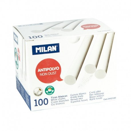 Milan Pack De 100 Tizas - Redondas - Antipolvo - No Contienen Caseina Ni...