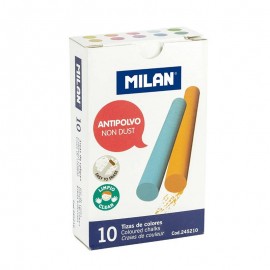 Milan Pack De 10 Tizas De Colores - Redondas - Antipolvo - No Contienen ...