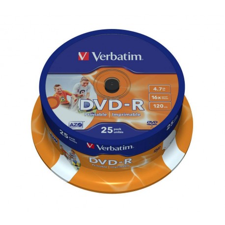 Verbatim Dvd-r Printables 16x 4.7gb (tarrina 25 Uds)