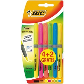 Bic Brit Liner Grip 4+2 Pack De 6 Marcadores Fluorescentes - Tinta Con B...