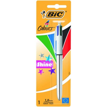 Bic 4 Colours Shine Boligrafo De Bola Retractil - Punta Media De 1.0mm -...