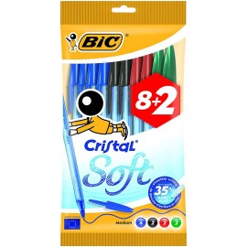 Bic Cristal Soft Pack De 10 Boligrafos De Bola - Punta Media De 1.2mm - ...