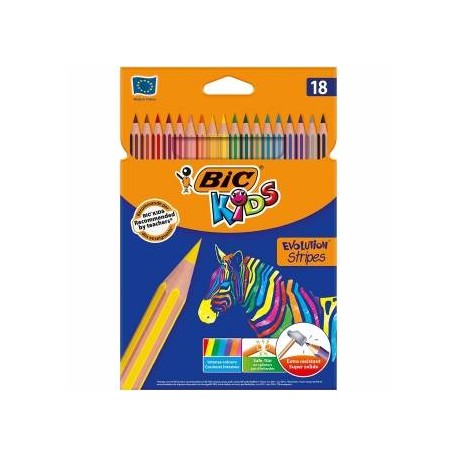 Bic Kids Evolution Stripes Caja De 18 Lapices De Colores Surtidos - Fabr...