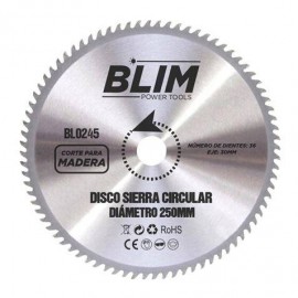 Blim Disco Corte De Madera Para Sierra 250mm - 36 Dientes Con Recubrimie...
