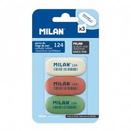 Milan 124 Pack De 3 Gomas De Borrar Ovaladas - Miga De Pan - Suave Cauch...