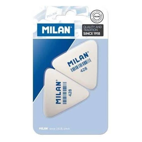 Milan 428 Pack De 2 Gomas De Borrar Triangulares - Miga De Pan - Suave C...