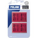Milan Nata 624 Pack De 4 Gomas De Borrar Rectangulares - Plastico - Suav...