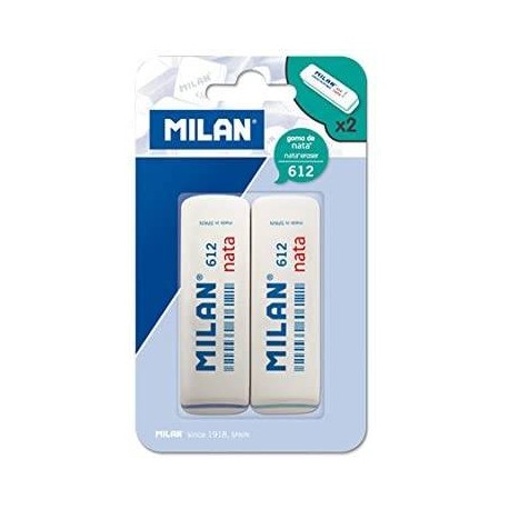 Milan Nata 612 Pack De 2 Gomas De Borrar Biseladas - Plastico - Suave - ...