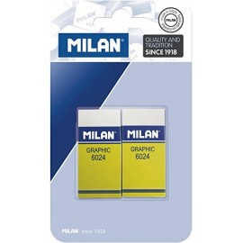 Milan Nata 6024 Graphic Pack De 2 Gomas De Borrar Rectangulares - Plasti...