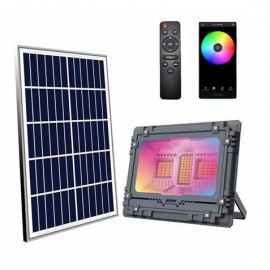 Elbat Foco Solar Led Rgb 100w - 780lm - Bluetooth - Bateria 5v/12ah - Co...