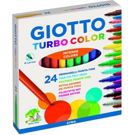 Giotto Turbo Color Pack De 24 Rotuladores - Punta Fina 2.8 Mm. - Tinta A...