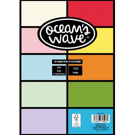 Oceans Wave Pack De 100 Hojas De Colores A4 80gr - Colores Surtidos
