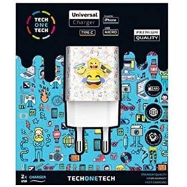 Techonetech Emojitech Smile Cargador Doble De Pared Usb-a - Alto Rendimi...