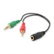 Equip Cable Audio Jack 3.5mm Hembra A 2x Jack 3.5mm Macho - Longitud 13c...