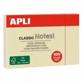 Apli Notas Adhesivas Classic 75x50mm Bloc 100 Hojas - Adhesivo De Calida...