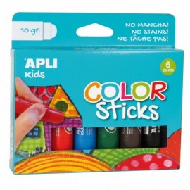 Apli Color Sticks Temperas Solidas - Pack De 6 Unidades De 10g - Acabado...
