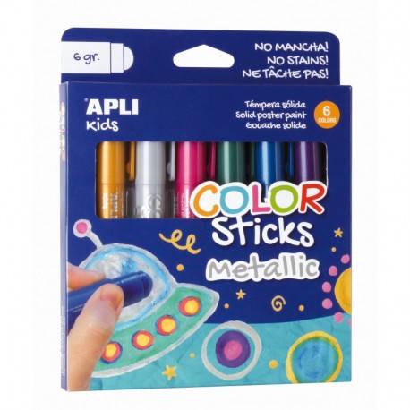 Apli Color Sticks Temperas Solidas - Pack De 6 Unidades De 6g En Colores...