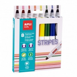 Apli Stripes Pack De 8 Rotuladores - Ø 14.4x137 Mm - Doble O Triple Punt...