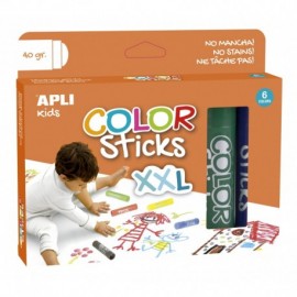 Apli Color Sticks Xxl Temperas Solidas - Pack 6 Unidades De 40g - Tamaño...