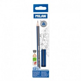 Milan Pack De 12 Lapices De Grafito Triangulares - Mina 2b De 2.4mm - Re...