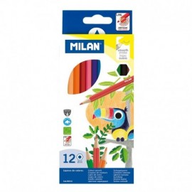 Milan Pack De 12 Lapices Hexagonales De Colores - Mina 2.9mm - Trazo Uni...