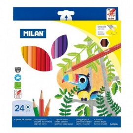 Milan Pack De 24 Lapices Hexagonales De Colores - Mina 2.9mm - Trazo Uni...