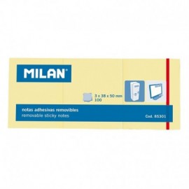 Milan Pack De 3 Blocs De 100 Notas Adhesivas - Removibles - 38mm X 50mm ...