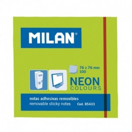 Milan Bloc De 100 Notas Adhesivas - Removibles - 76mm X 76mm - Color Ver...