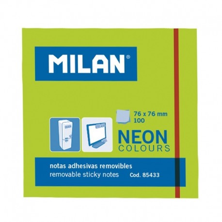 Milan Bloc De 100 Notas Adhesivas - Removibles - 76mm X 76mm - Color Ver...