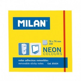 Milan Bloc De 100 Notas Adhesivas - Removibles - 76mm X 76mm - Color Ama...
