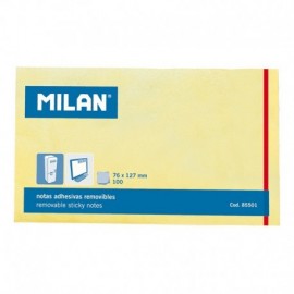 Milan Bloc De 100 Notas Adhesivas - Removibles - 76mm X 127mm - Color Am...