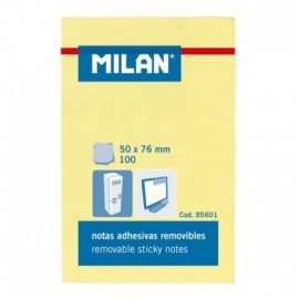 Milan Bloc De 100 Notas Adhesivas - Removibles - 50mm X 76mm - Color Ama...