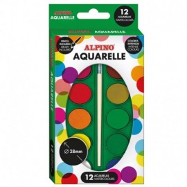 Alpino Pack De 12 Acuarelas - 28mm Diametro - Colores Intensos - Incluye...