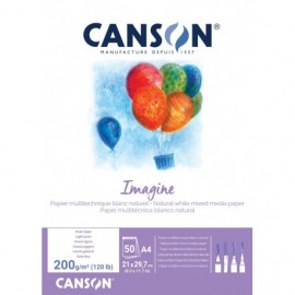 Canson Imagine Bloc Encolado De 50 Hojas 200gr A4 - Grano Fino - Color B...