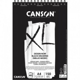 Canson Xl Black Bloc De 40 Hojas A4 150g - Grano Fino - Espiral Microper...