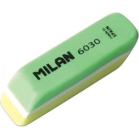 30 X Milan Nata 6030 Goma De Borrar Biselada Bicolor - Plastico - No Dañ...