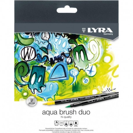 Lyra Aqua Brush Duo Pack De 36 Rotuladores De Doble Punta - Trazos 2 Y 4...
