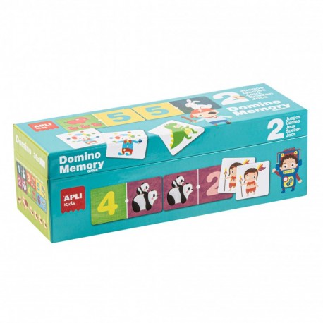 Apli Caja Multijuego - 2 Juegos: Memory Disfraces 30 Piezas Y Domino Num...