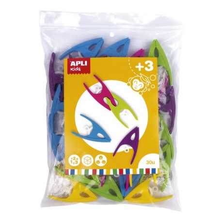 Apli Pinzas De Plastico Para Niños - Tamaño 60x33x15 - Colores Surtidos:...