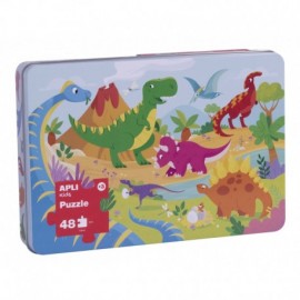 Apli Kids Puzle Dinosaurios - 48 Piezas De 5.5x6cm - Caja Metalica Recta...
