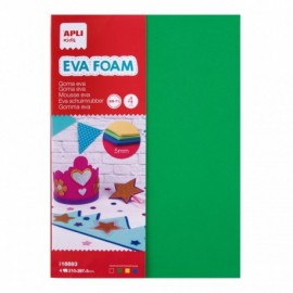 Apli Goma Eva Multicolor A4¸ 5mm - 4 Hojas Gruesas - Rojo¸ Amarillo¸ Ver...