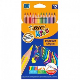 Bic Kids Evolution Stripes Caja De 12 Lapices De Colores Surtidos - Fabr...