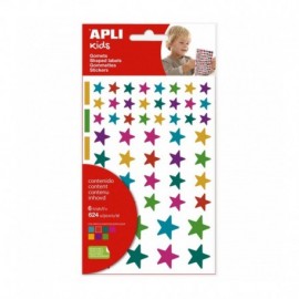 Apli Kids Bolsa De 624 Gomets Estrellas - Adhesivo Removible - Tamaños Y...