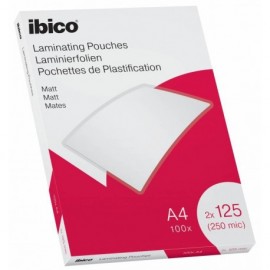 Ibico Caja De 100 Laminas De Plastificar Mate A4 125 Micras - Superficie...