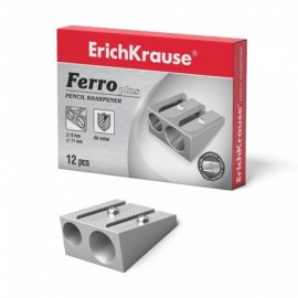 12 X Erichkrause Ferro Plus - Sacapuntas Doble De Aluminio - Agarre Ergo...